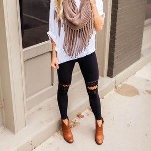 Black Lace Knee Leggings